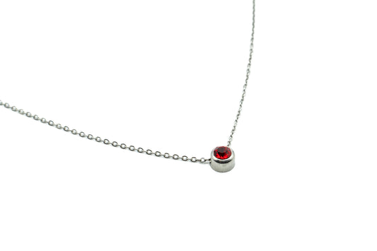 Necklace - Red - Silver - Red Stainless Steel