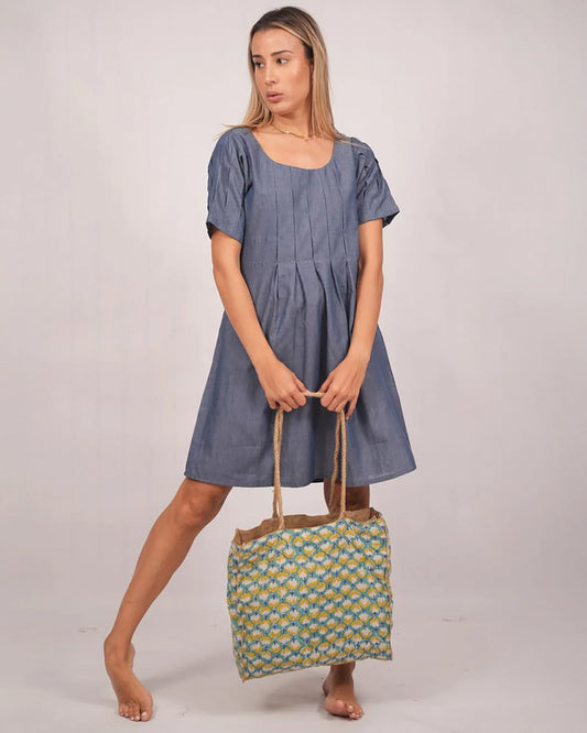 Wrap-M Floral Wrap Dress – Navy & Ivory Print GDB