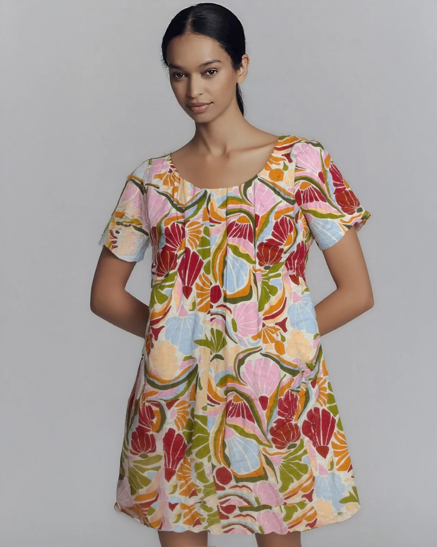 Wrap-M Floral Wrap Dress – Navy & Ivory Print GDB