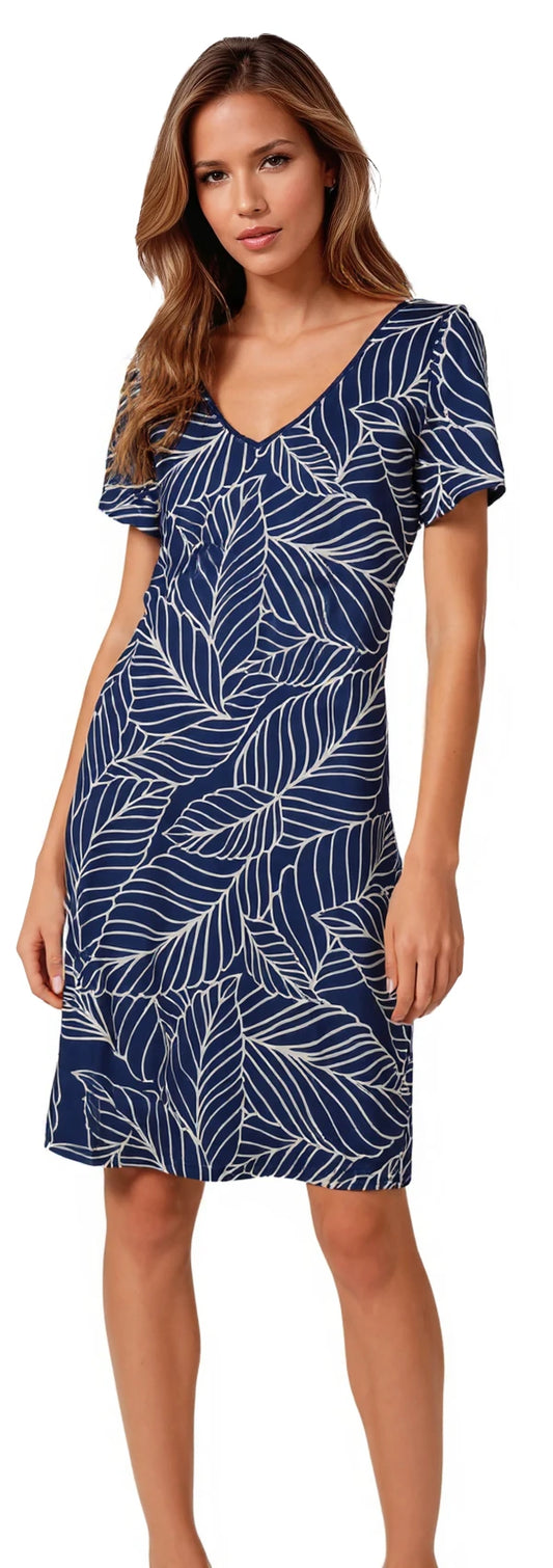 Robe EMELY - Marine Manches courtes - ligne A -  Miss Versa