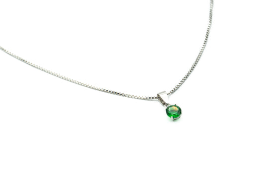 Collier - Mai (Vert-Emeraude) - Argent - Rouge Argent 9.25