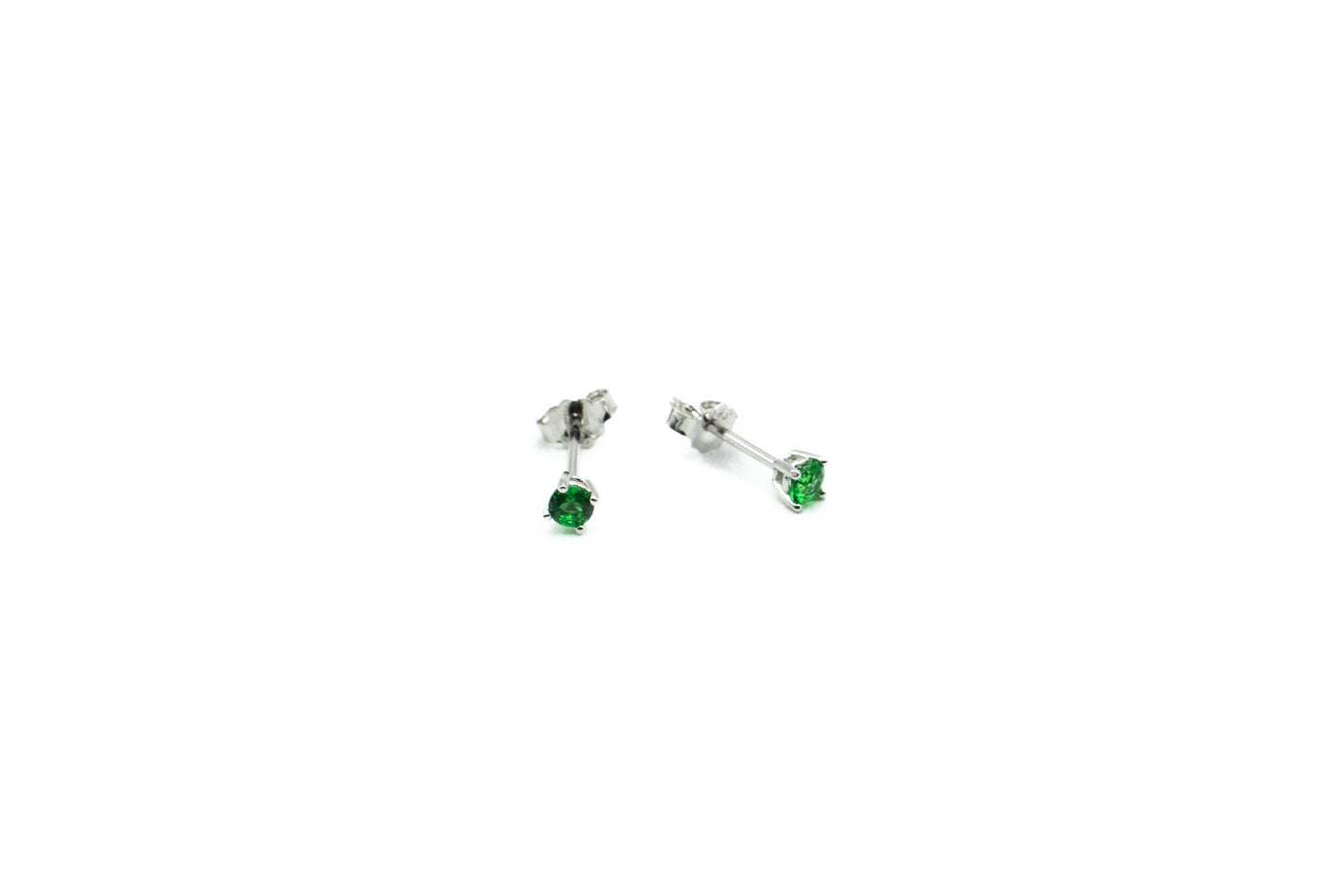 Boucles d'oreilles - Mai (Vert-Emeraude) - Rond 3mm - Rouge Argent 9.25
