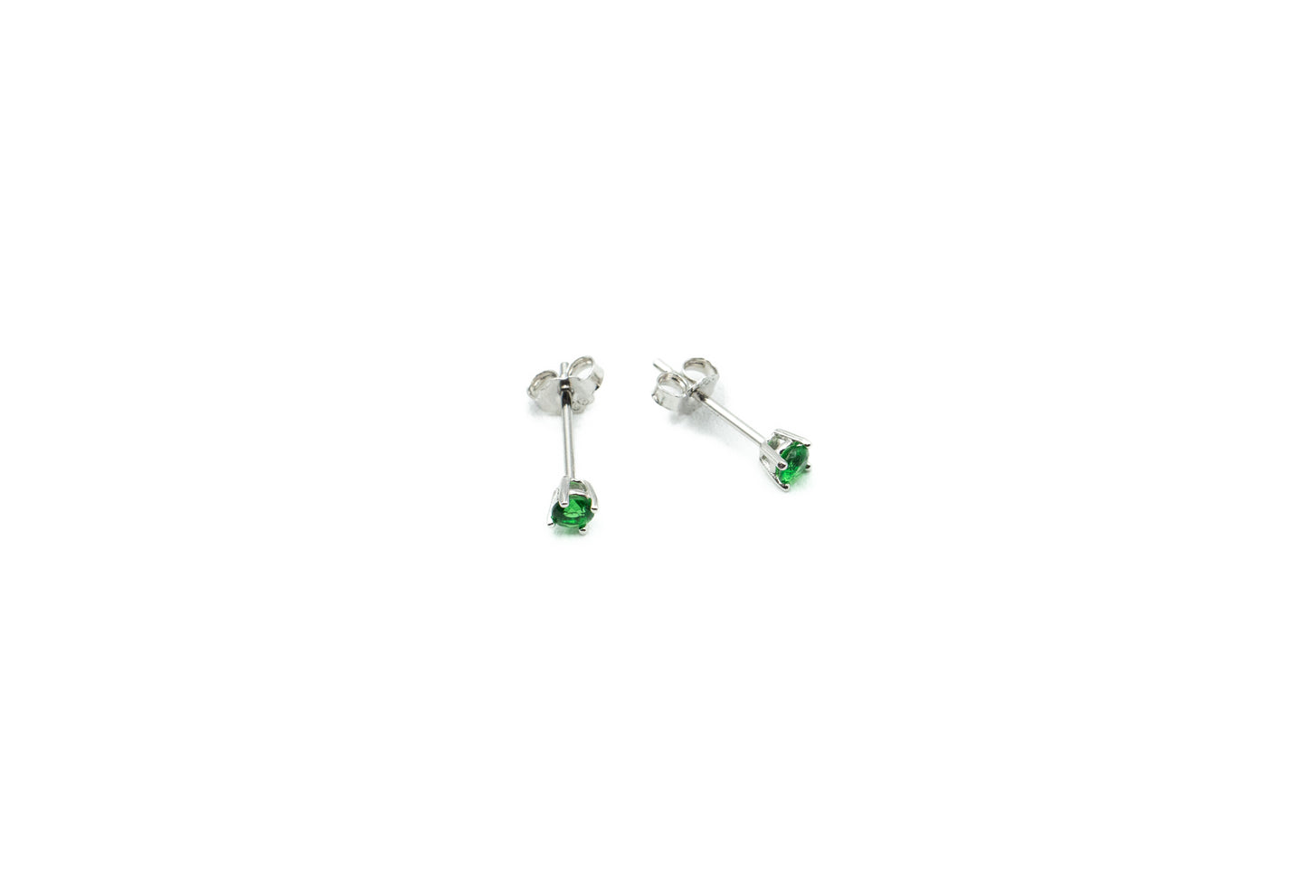 Boucles d'oreilles - Mai (Vert-Emeraude) - Rond 3mm - Rouge Argent 9.25