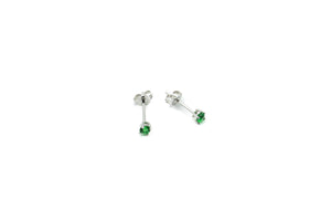 Boucles d'oreilles - Emeraude - Rond 3mm -  - Rouge Argent 9.25