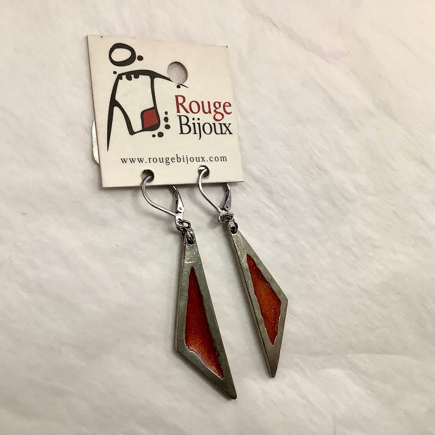Suspendues à l'oreille Gros Triangle 45mm Naturel - Rouge Bijoux