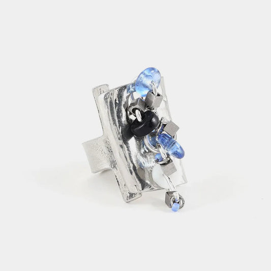 Bague Littore Argent - Couleur: Argent & Aura Bleu - Anne-Marie Chagnon