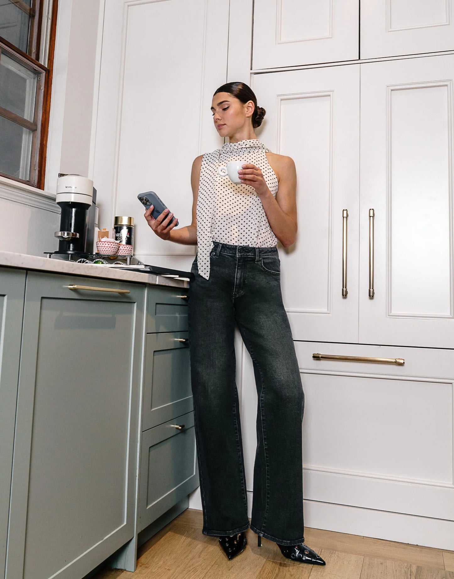 JEANS LILY COUPE - TRÈS ÉVASÉE - Hydra - gris délavé - taille classique - entrejambe 30''