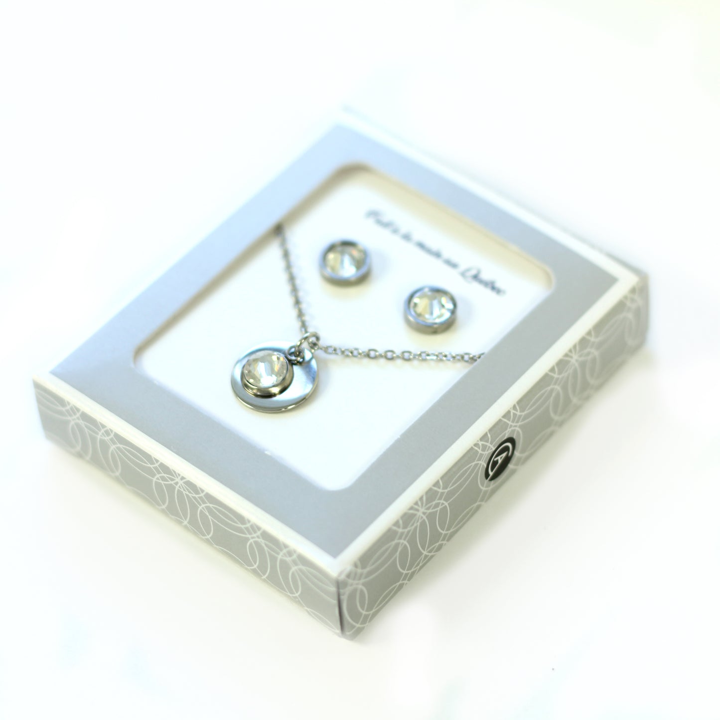 Ensemble médaillon cristal (Pendentif et boucles d'oreilles) - Créart