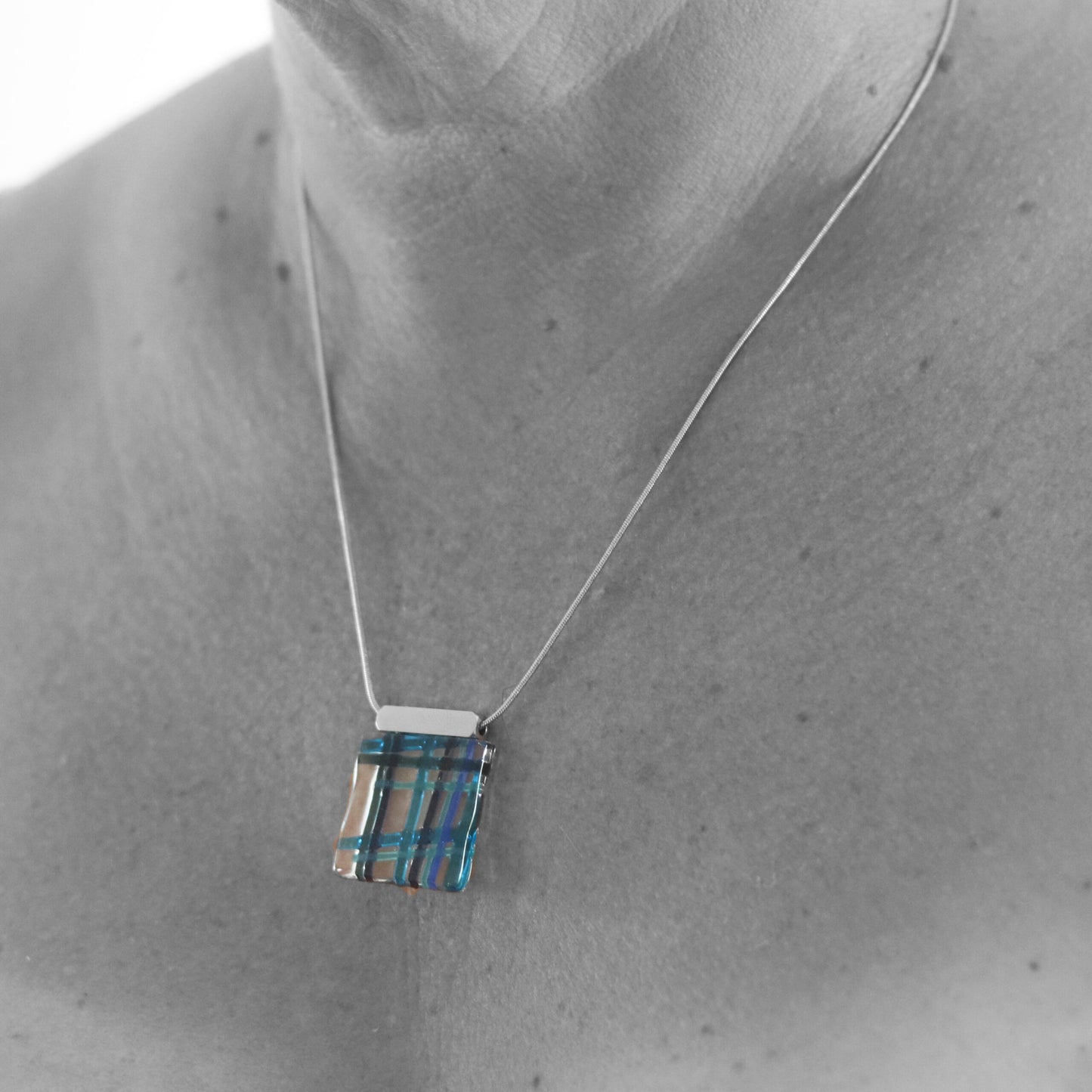 Collier pendentif Loza à carreaux - Créart