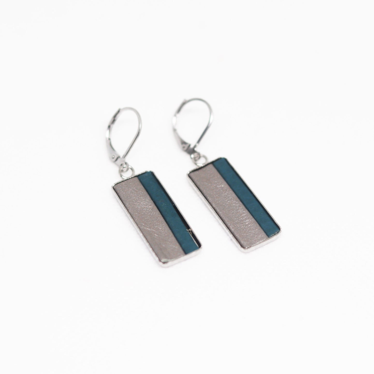 Boucles d’oreille suspendus Rustique-chic rectangle - 3 couleurs offertes - Créart