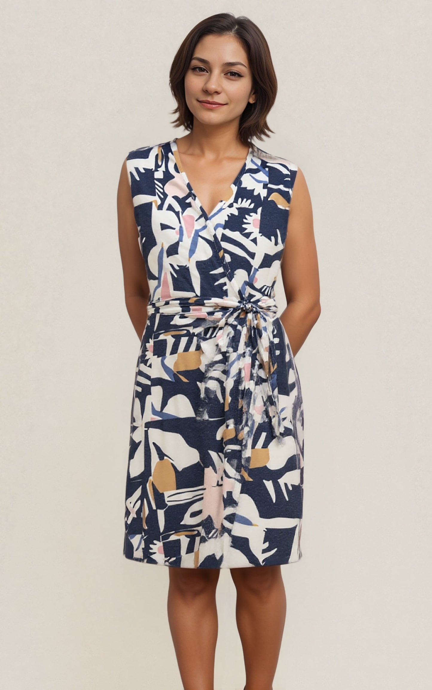 JS43 Sea mood - Robe faux-portefeuille cache-cœur – Imprimé abstrait