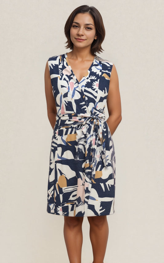 JS43 Sea mood - Robe faux-portefeuille cache-cœur – Imprimé abstrait