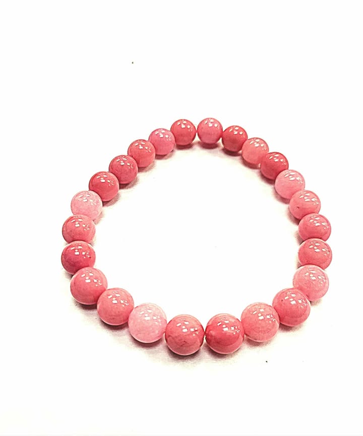 Bracelet - Jade - pierre de jade pêche (rose) naturelle- Rouge Bijoux