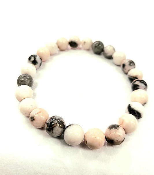 Bracelet - Jaspe Picasso - rose et gris - Rouge Bijoux