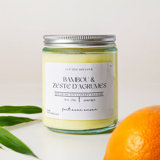 Bougie - Bambou & zeste d'agrumes- 8oz - La P'tite Douceur
