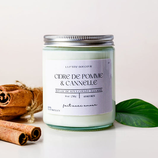 Bougie - Cidre de pomme & Cannelle - 8oz - La P'tite Douceur