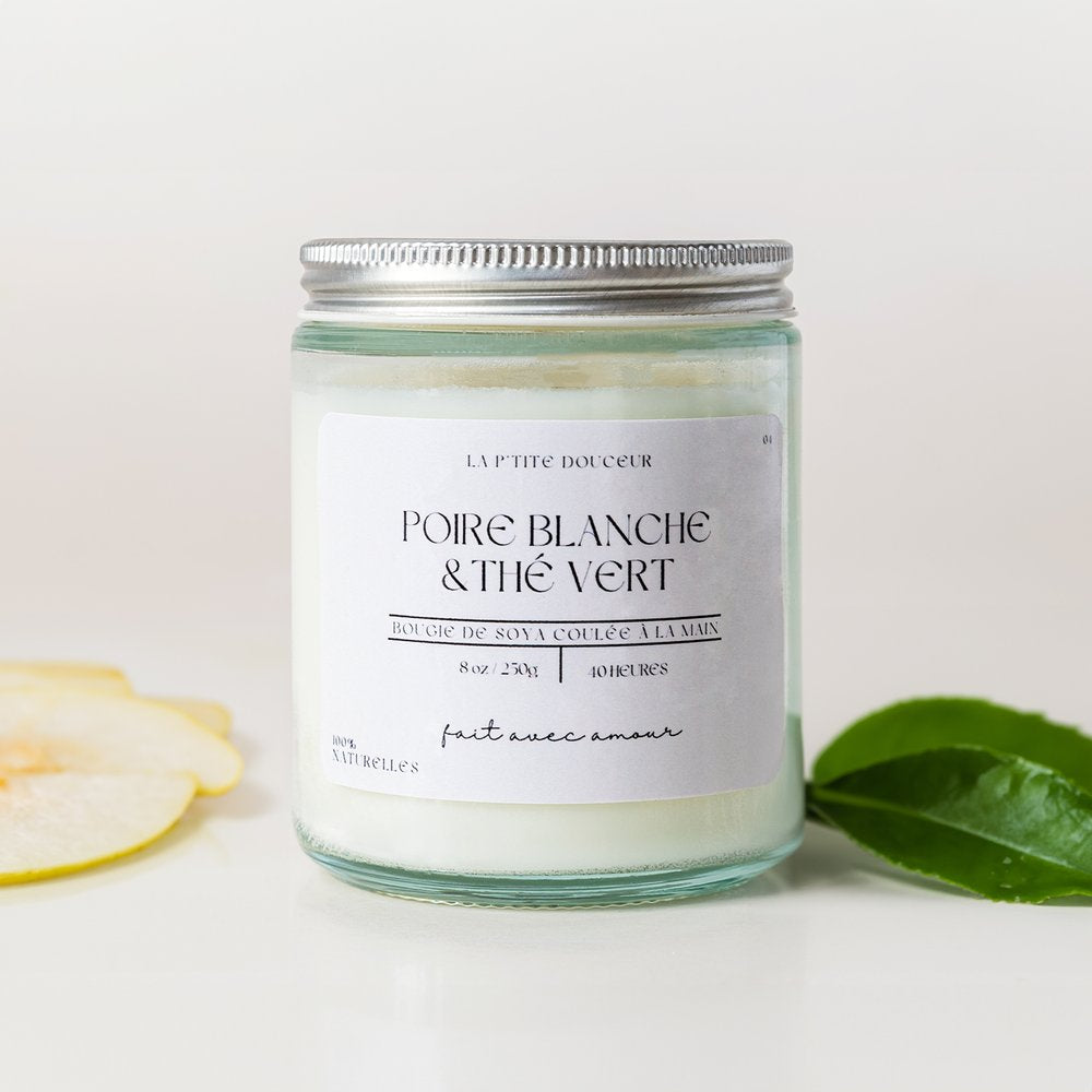Bougie - Poire blanche & Thé vert - 8oz - La P'tite Douceur