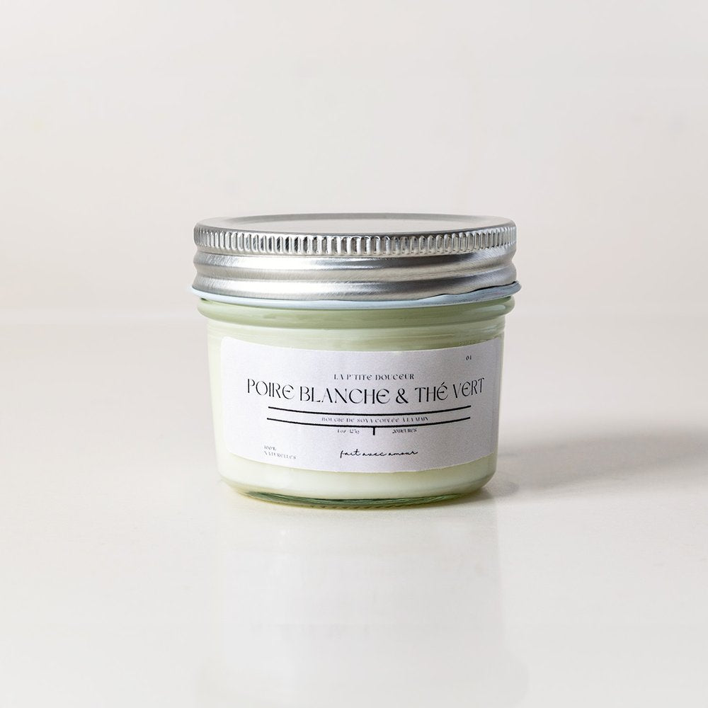 Bougie - Poire blanche & Thé vert - 4oz - La P'tite Douceur