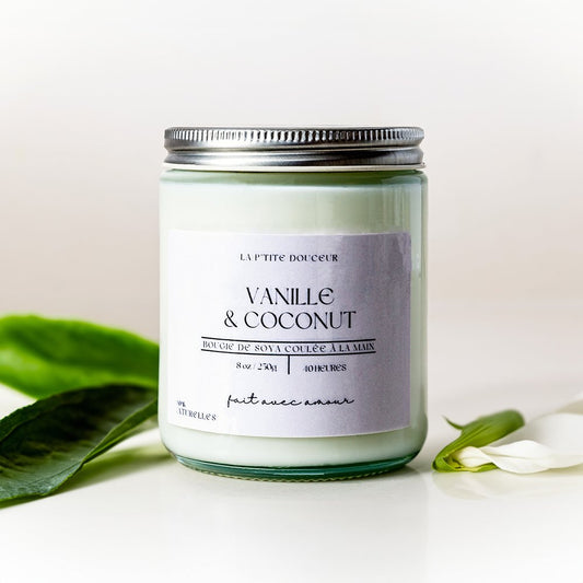 Bougie - Vanille & Coconut - 8oz - La P'tite Douceur