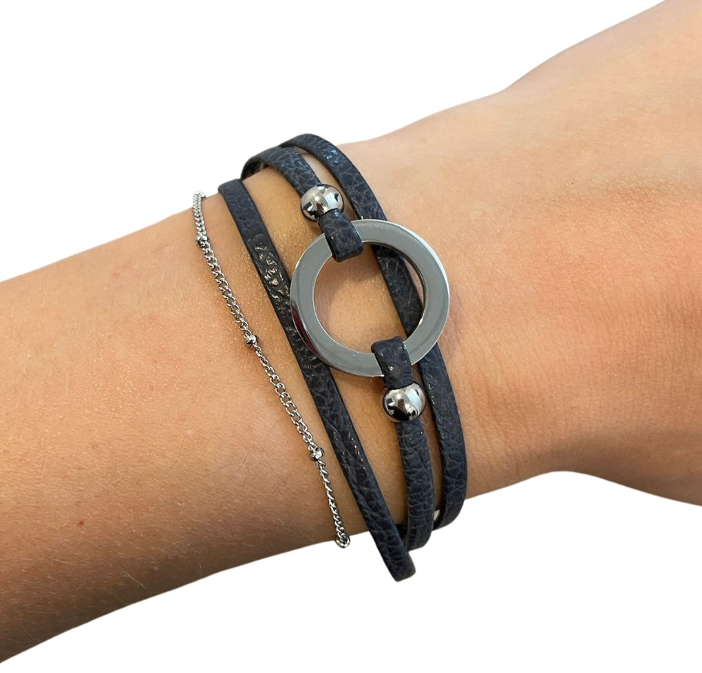 Bracelet Lara avec chaîne - marine - Créart
