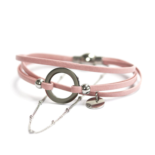 Lara bracelet with chain - pink - Créart