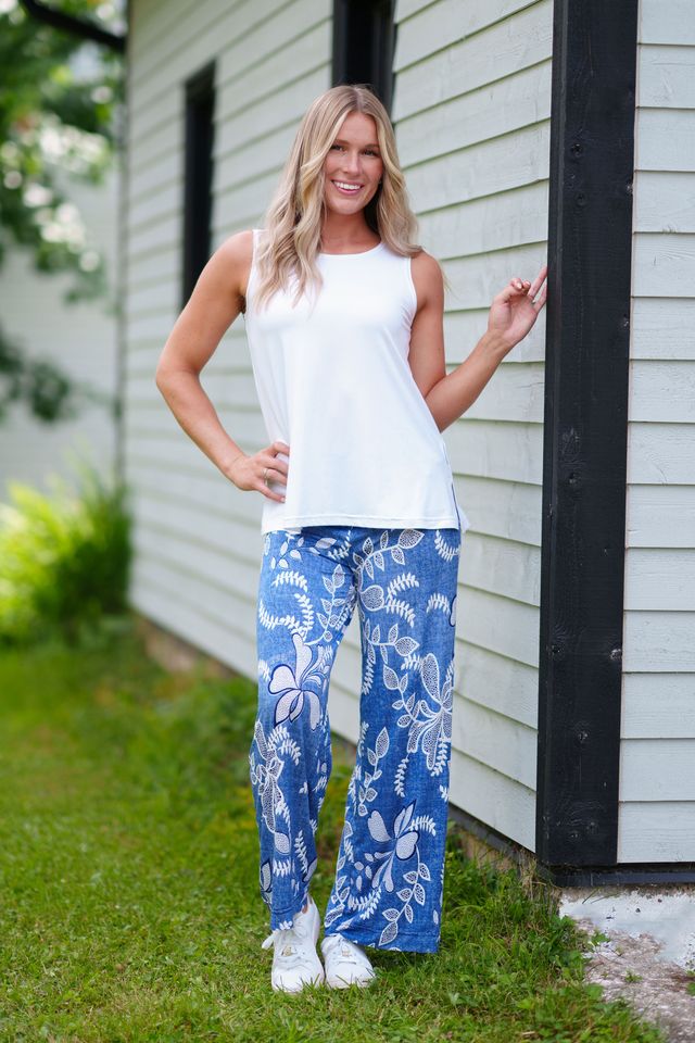 Palazo coco Bleu denim et blanc