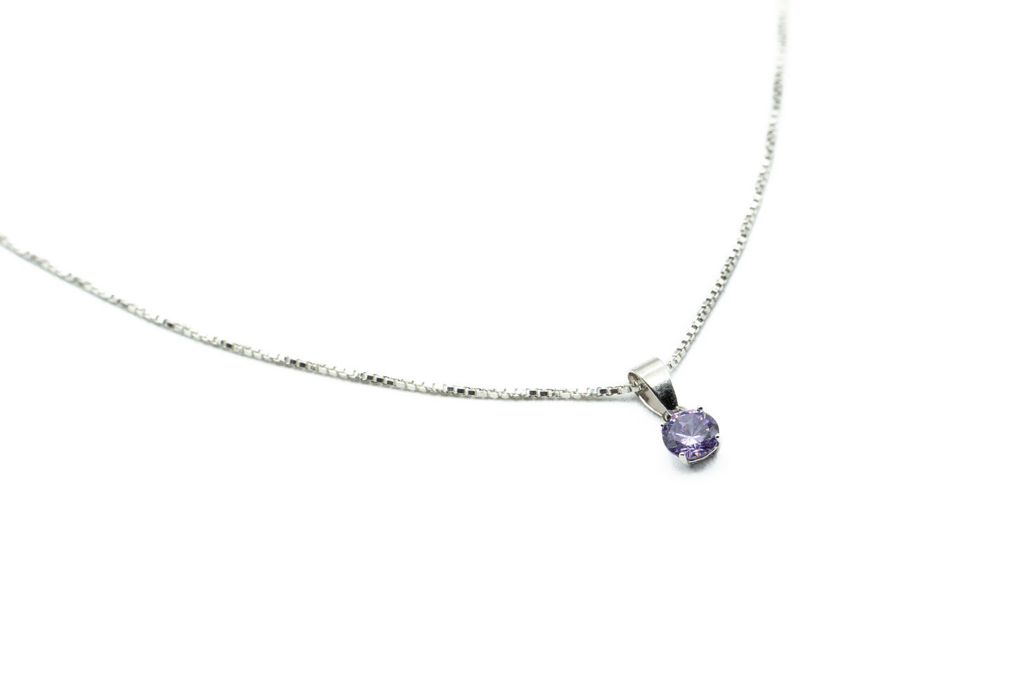Necklace - Mauve - Silver - Red Silver 9.25