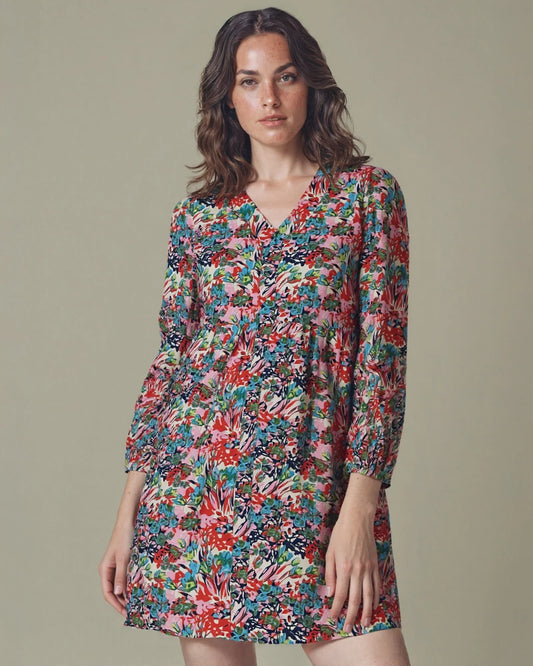 Wrap-M Floral Wrap Dress – Navy & Ivory Print GDB