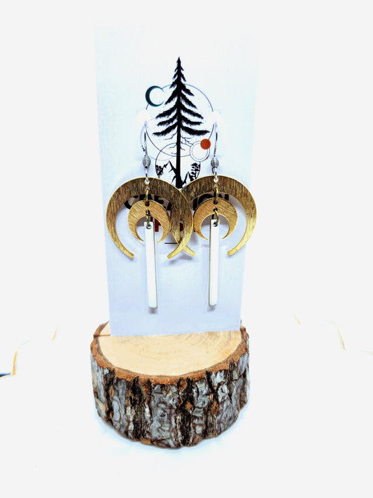 Boucles d'oreilles - Double Lune - Blanche -  Création Fish