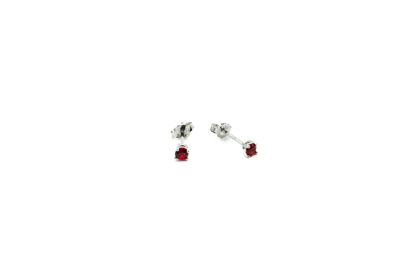 Boucles d'oreilles - Rond 3mm - Janvier (Rouge-Grenat) - Rouge Argent 9.25
