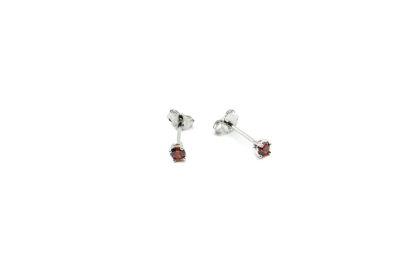 Earrings - Round 3mm - Red Rose - Red Silver 9.25