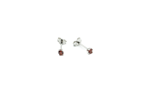 Boucles d'oreilles - Rond 3mm -  Rouge Rose - Rouge Argent 9.25