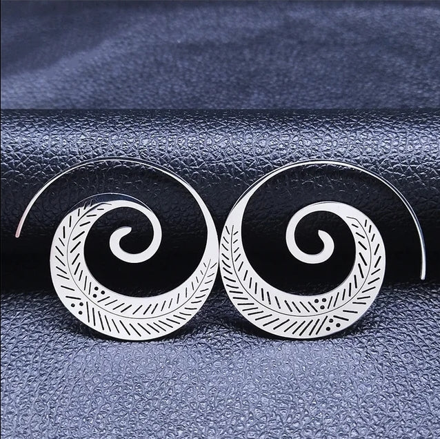 Earrings - SS Spirals - Leaf - Silver - Fish Creation