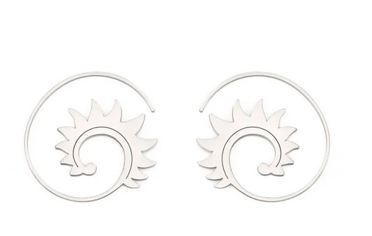 Boucles d'oreilles - SS Spirales - Plume - Argent - Création Fish
