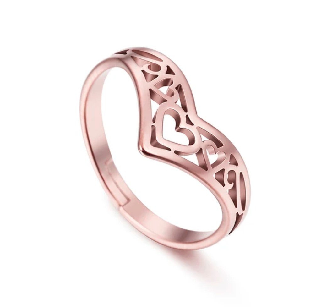 Bague - Coeurs - Or Rose - Création Fish