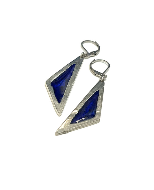 Suspendues à l'oreille Résine-bleu marine- Rouge Bijoux