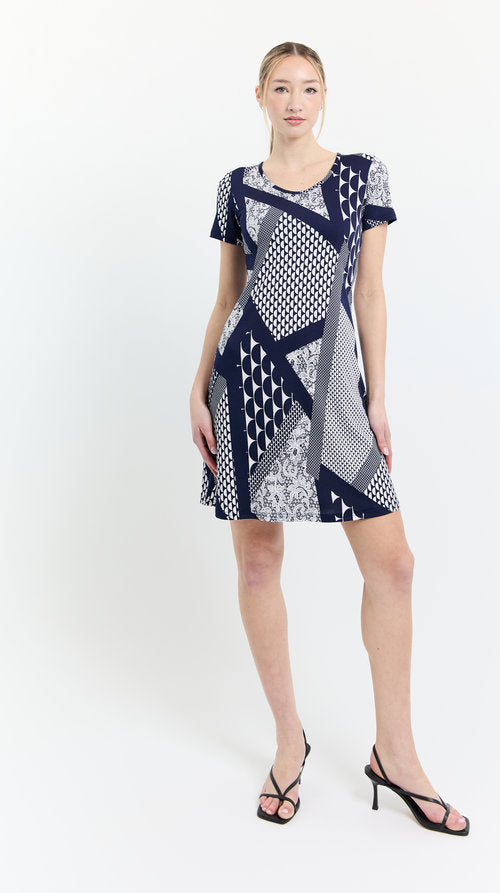 WORK ROBE GRAPHIQUE - marine et blanc - Dinh Ba