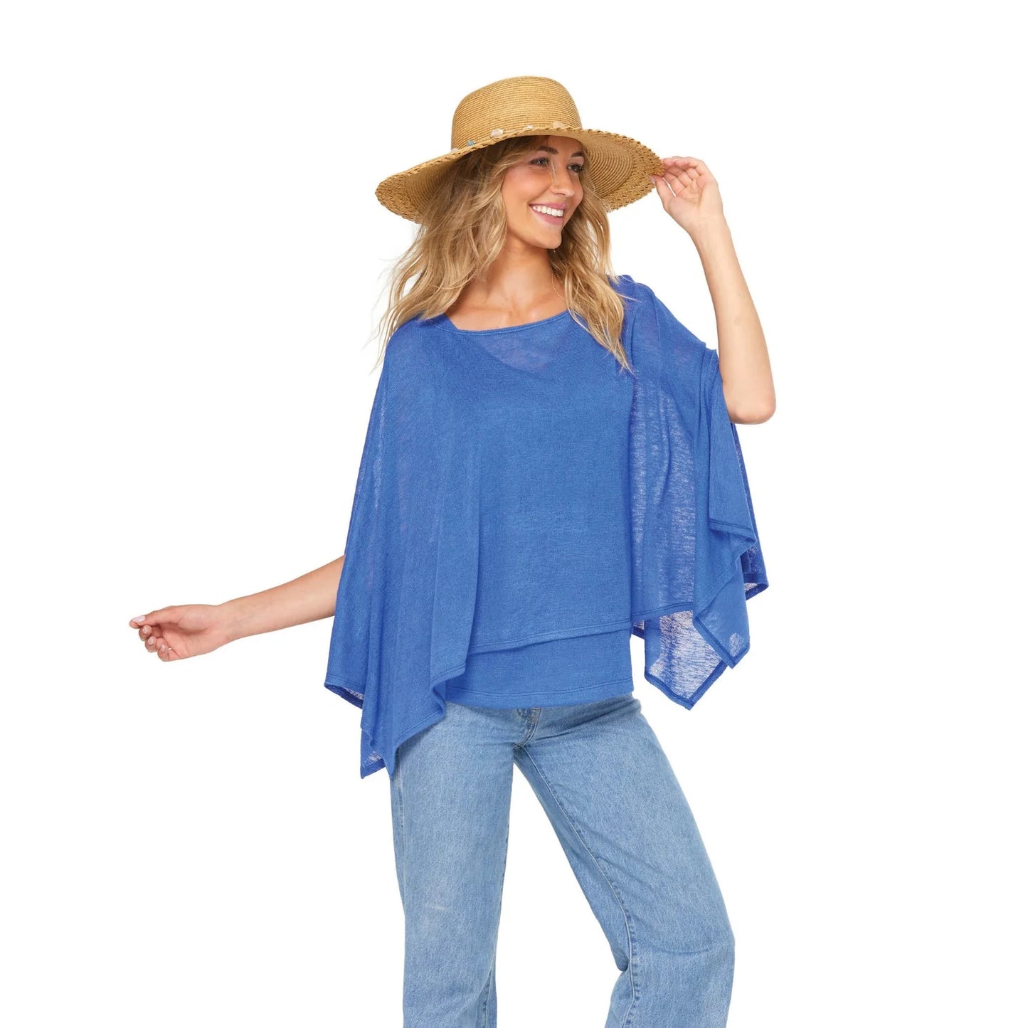 CATHIANA - Poncho bleu