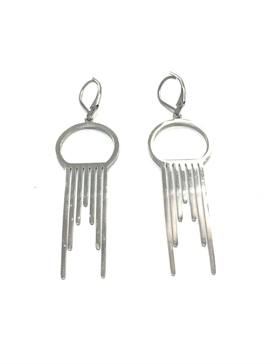 Boucle d'oreille pendante rond - Rouge inox