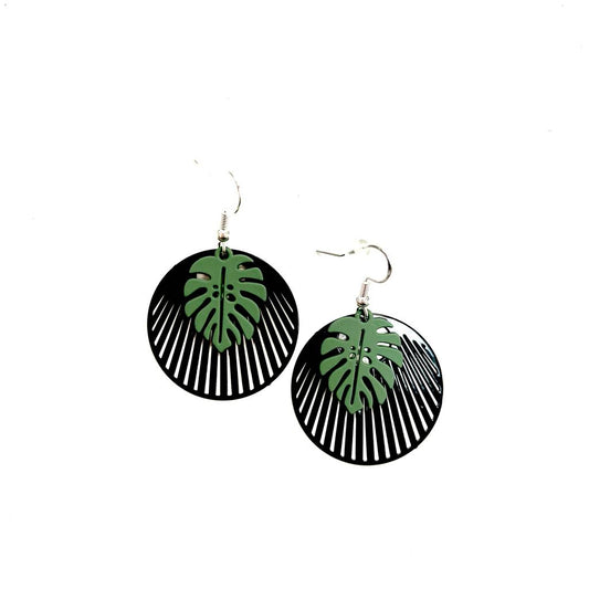 Boucles d'oreilles-Monstera vert-Création Fish