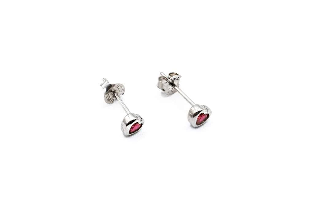Earrings - Little heart - Red - Dark pink - Red Silver 9.25