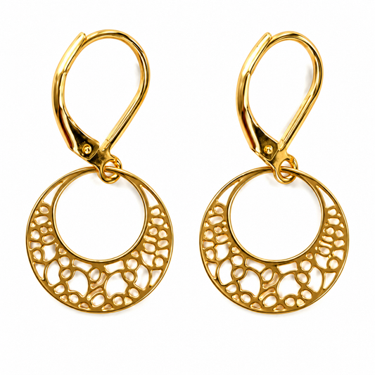 Earrings - Chic round gold - Red Stainless Steel