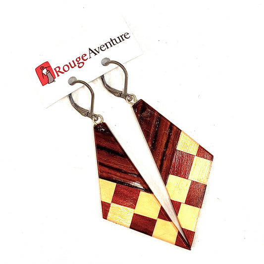 Earrings - Wood - RA90 - Adventure Red