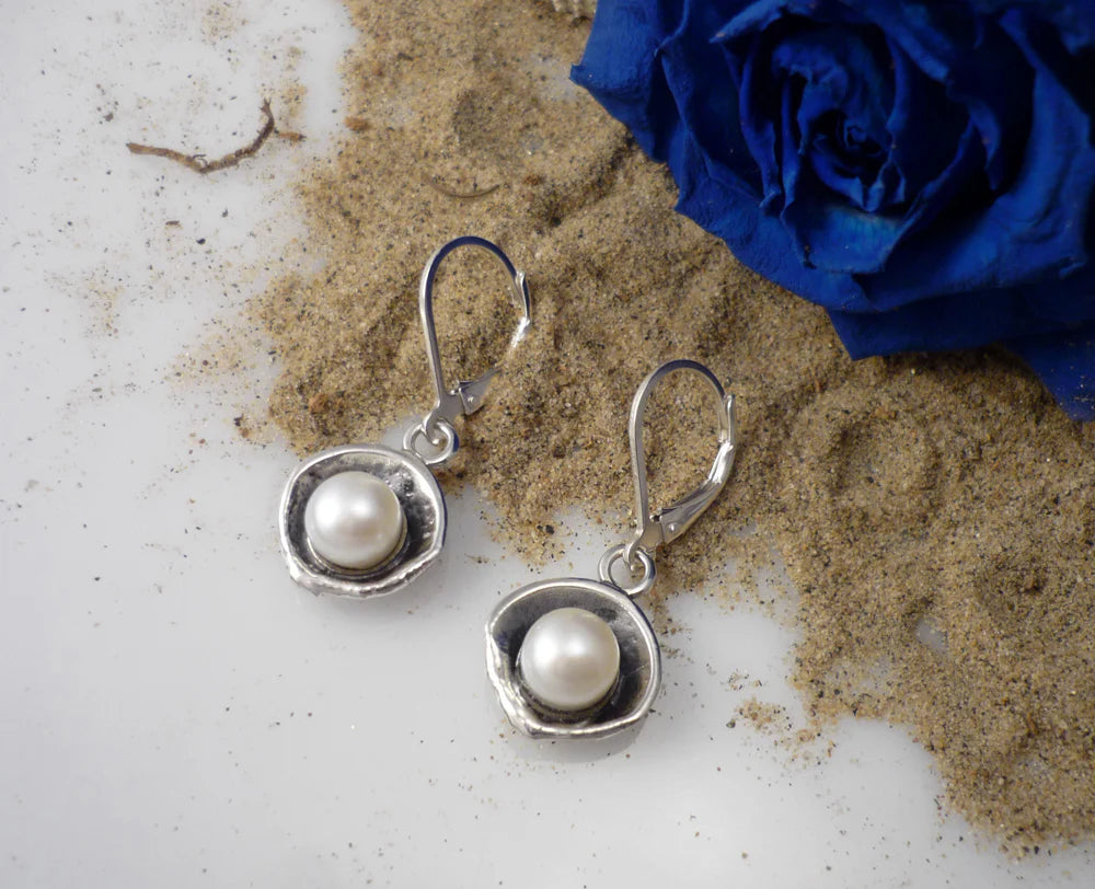 FLEUR DE MER earrings, freshwater pearl - sterling silver - Marie-Ève ​​Bordeleau