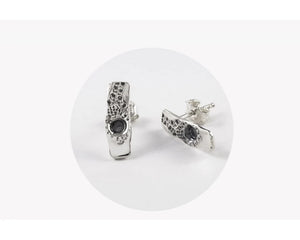 Boucles d'oreilles rectangulairec - DÉLICATES FIXES- argent sterling et perle- Marie-Ève Bordeleau