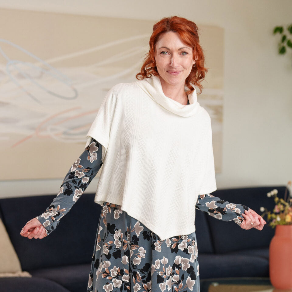 Boléro-poncho lupin Ivoire OS - Taille unique