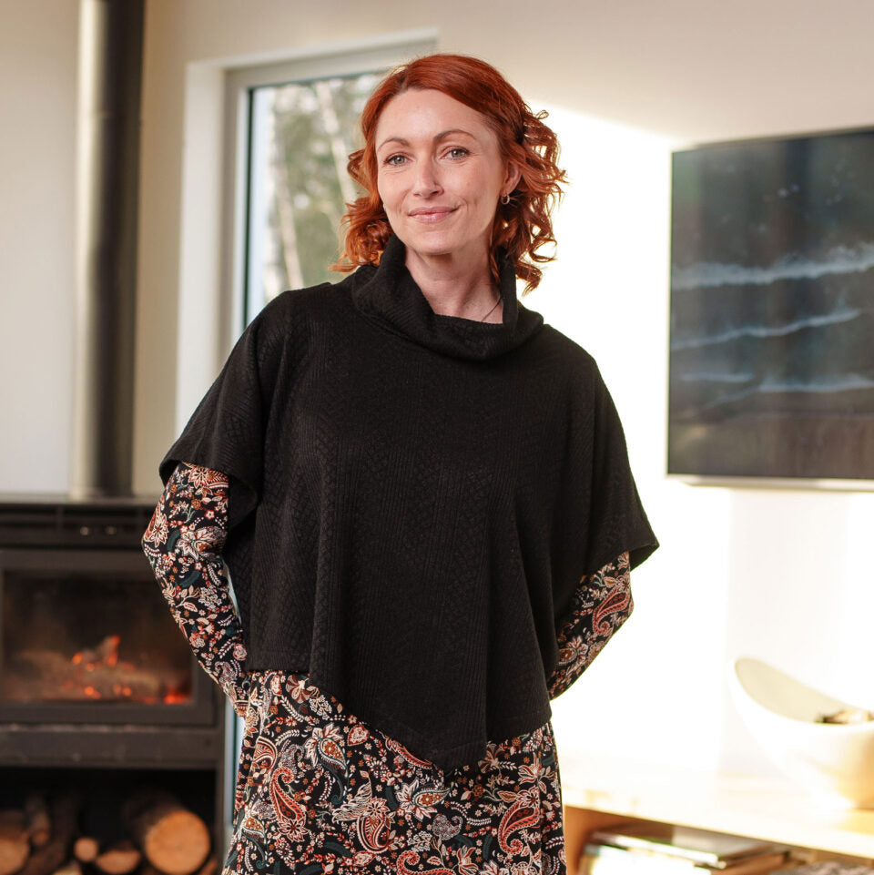 Boléro-poncho lupin Noir - OS - taille unique