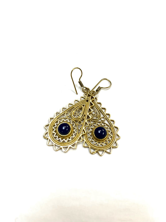 Boucles d'oreilles Roshanee RI16 - Pierre mauve - Or - Rouge Import