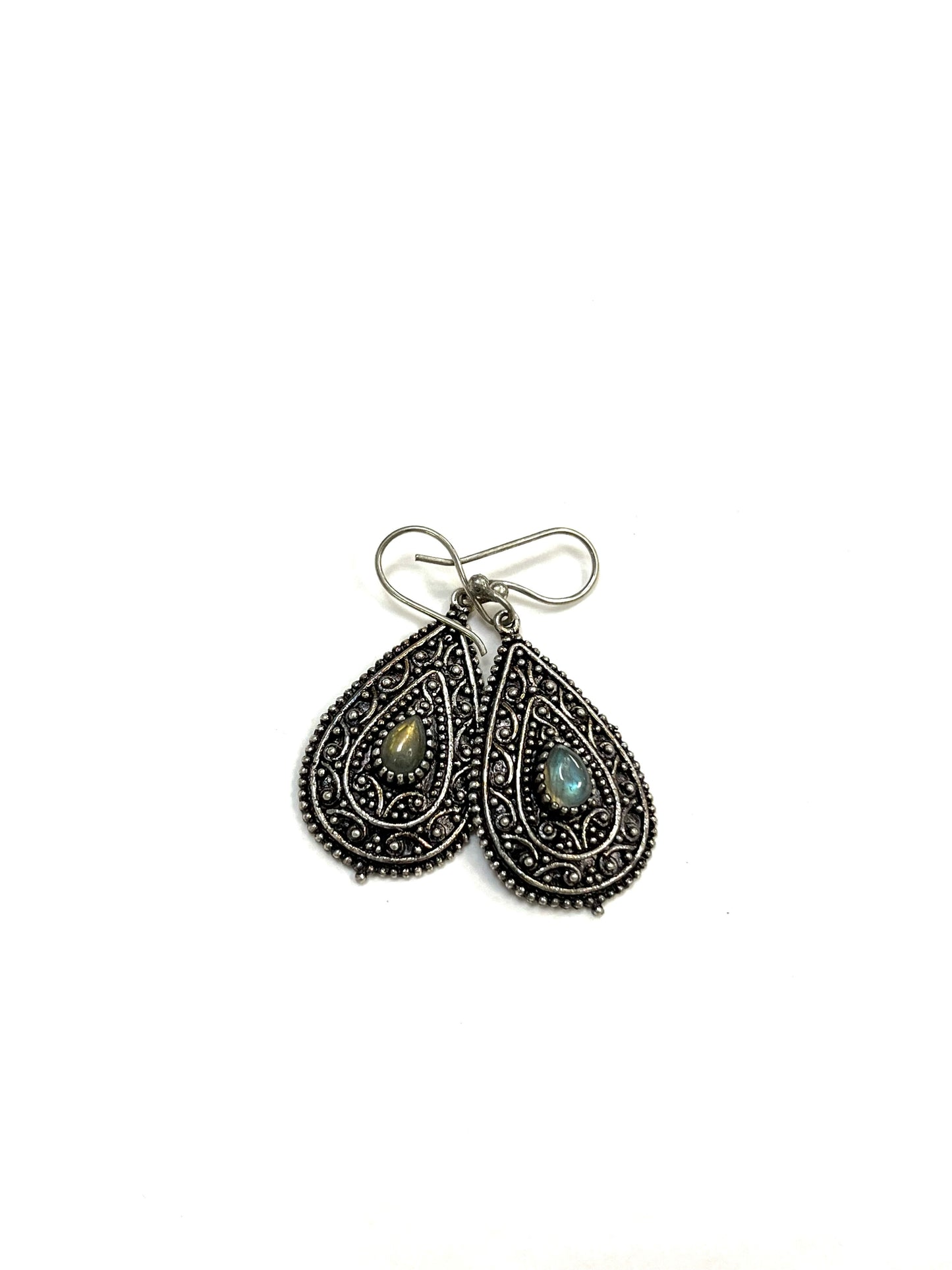 Boucles d'oreilles Boond RI11 - Pierre gris-bleu - Argent - Rouge Import