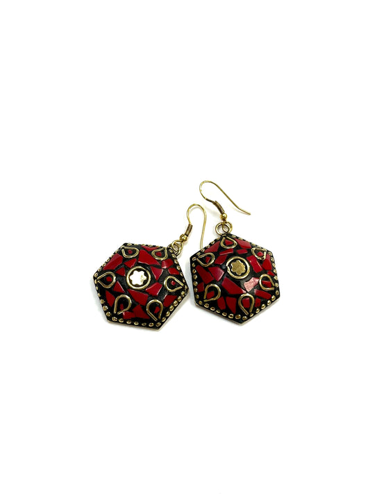 Boucles d'oreilles Saanp RI21 - Rouge  - Or - Rouge Import